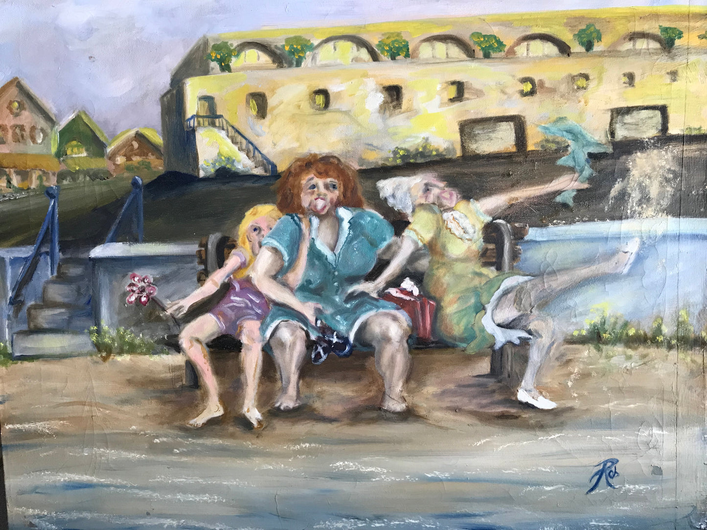 "Day at the Beach" Art Print of Original Oil Painting