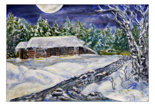 Winter Inspired Prints: Cabin in the Moonlight