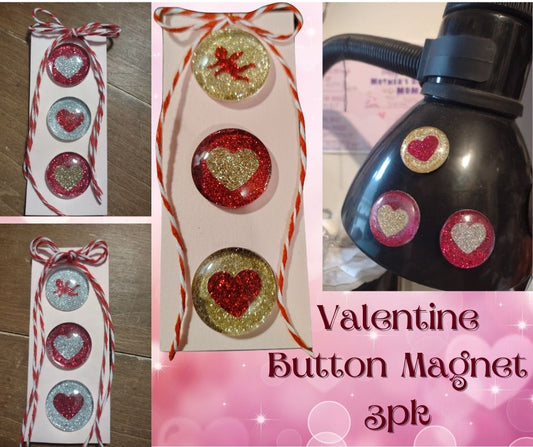 Valentine Button Magnet 3pk