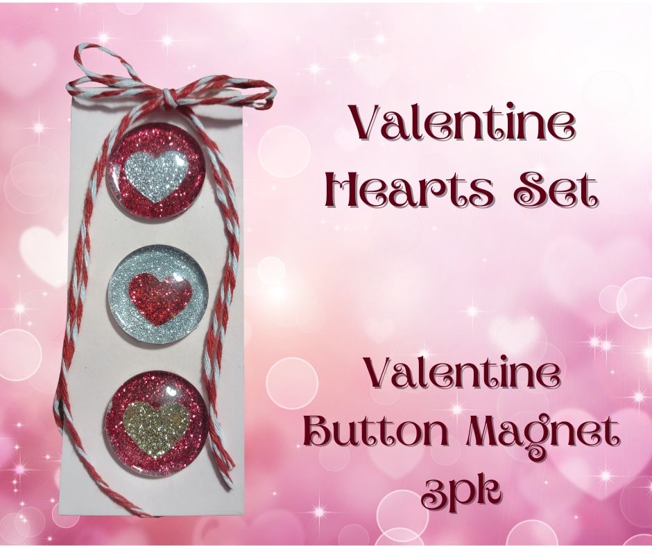 Valentine Button Magnet 3pk