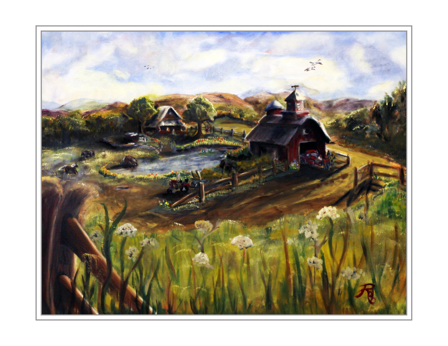 Farm Life (Pastoral) Prints: Pond & Barn