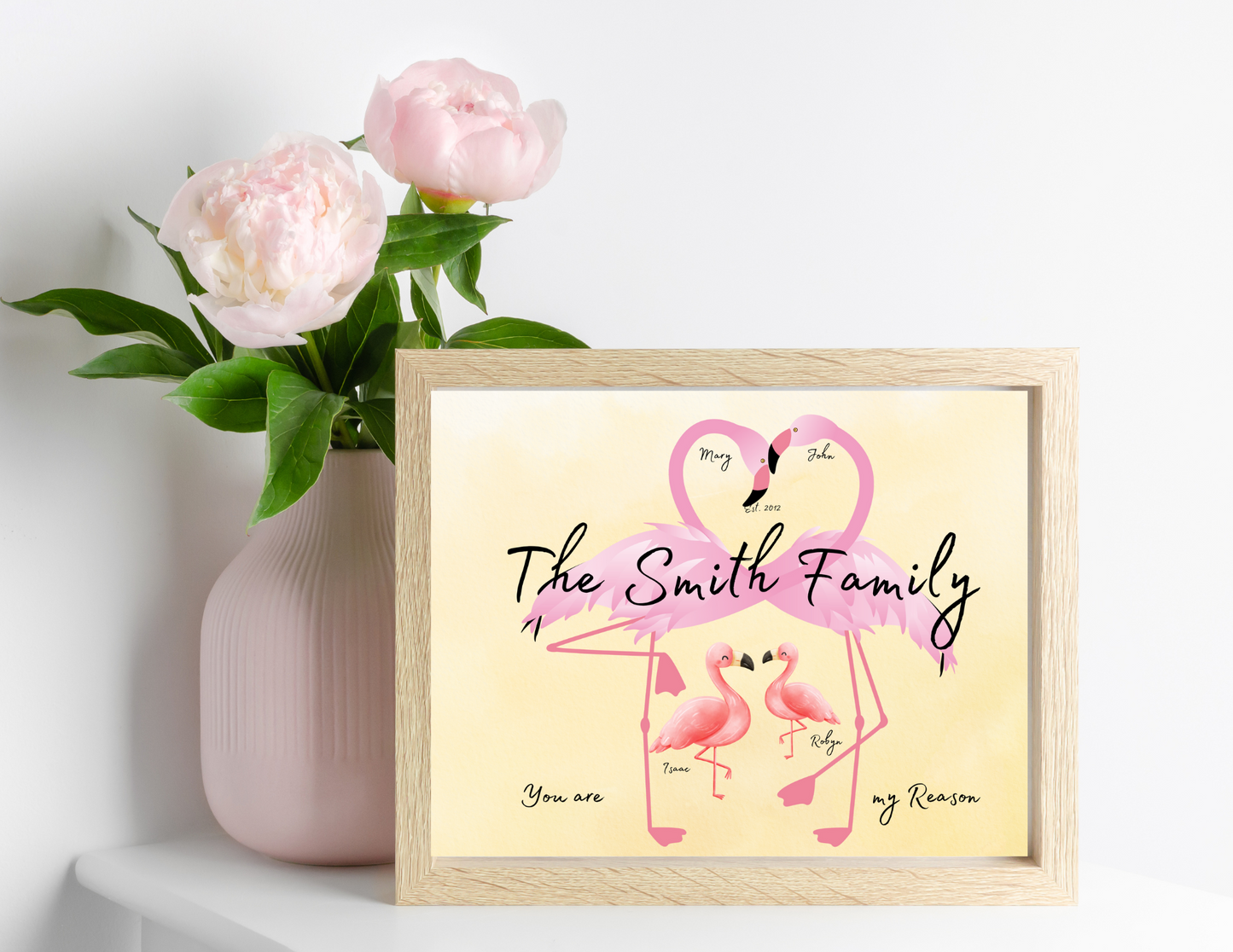 "Flamingo Family" Wall Art & Note Cards