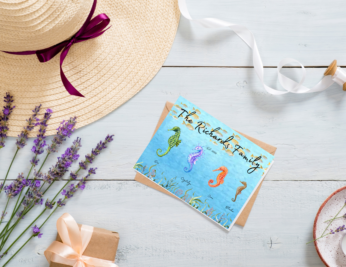 "Seahorse Family" Wall Art & Note Cards