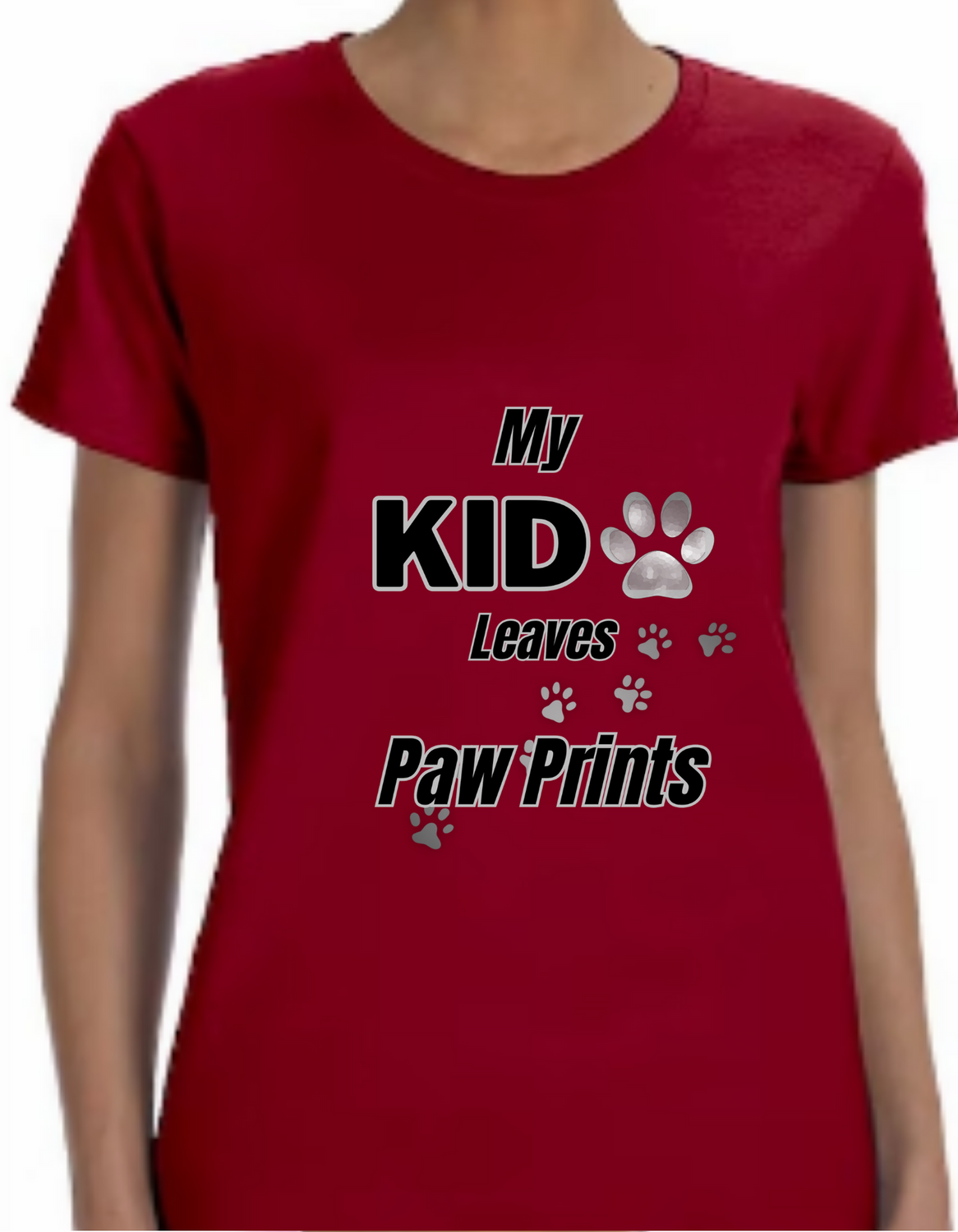 "My Kid Leaves Paw Prints" Adult T-Shirt