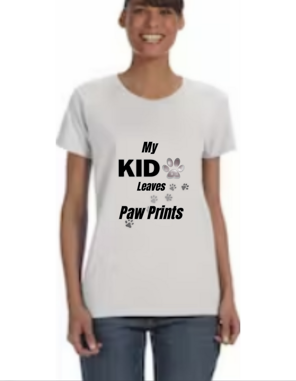 "My Kid Leaves Paw Prints" Adult T-Shirt