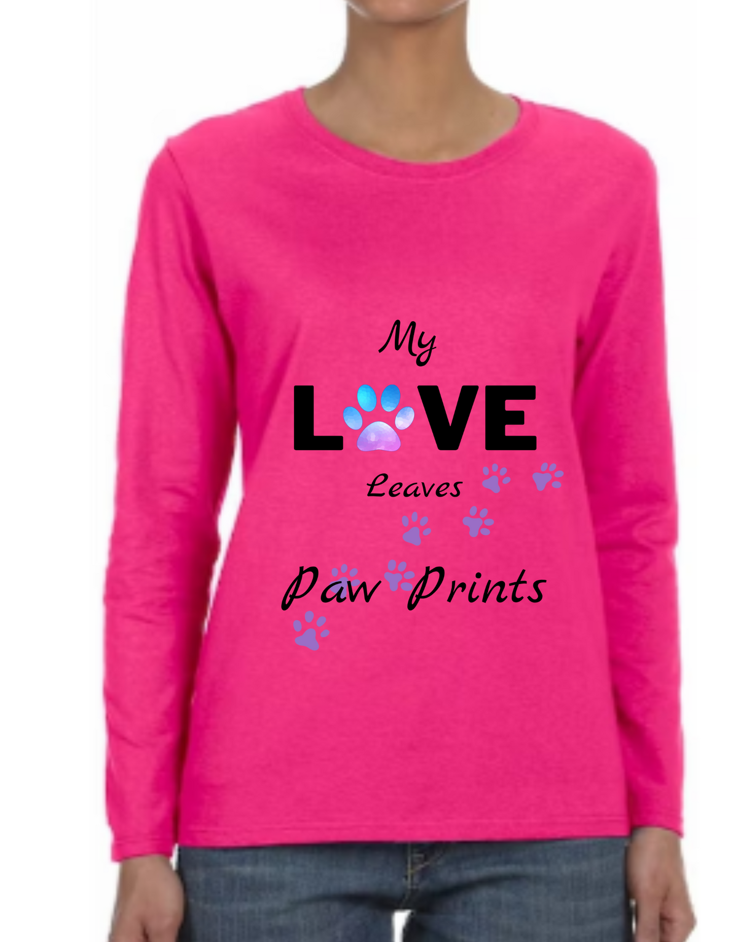 "Love Paw Prints" Women's Long Sleeve T-Shirt