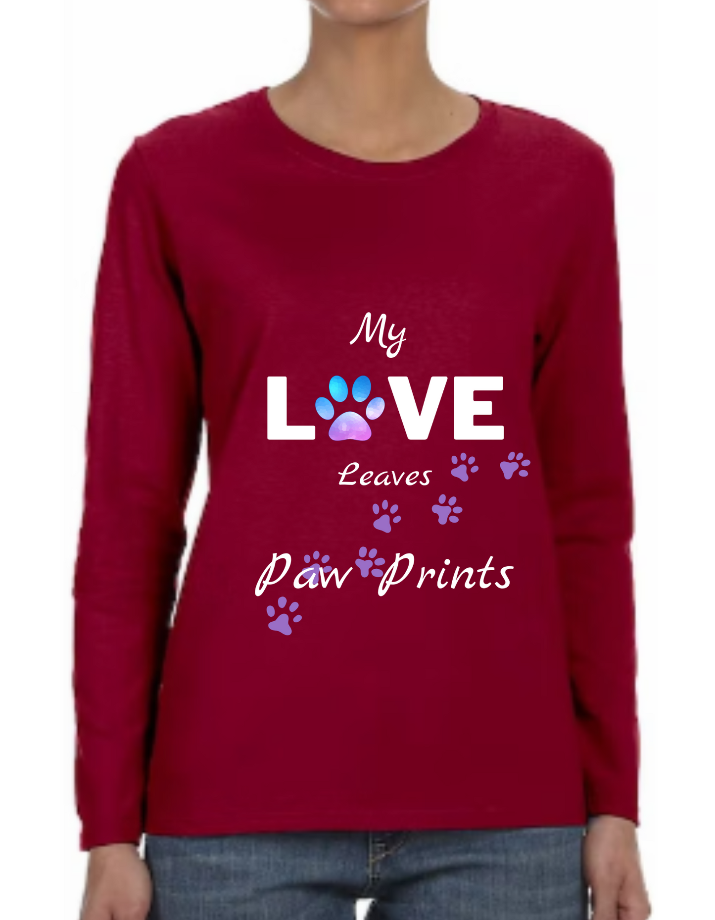 "Love Paw Prints" Women's Long Sleeve T-Shirt