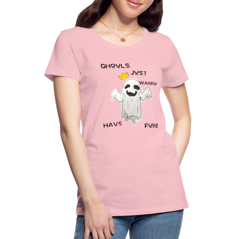 "Ghouls...Fun" Women's Premium T-Shirt - pink