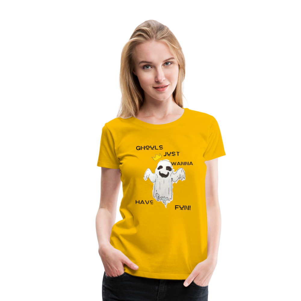 "Ghouls...Fun" Women's Premium T-Shirt - sun yellow