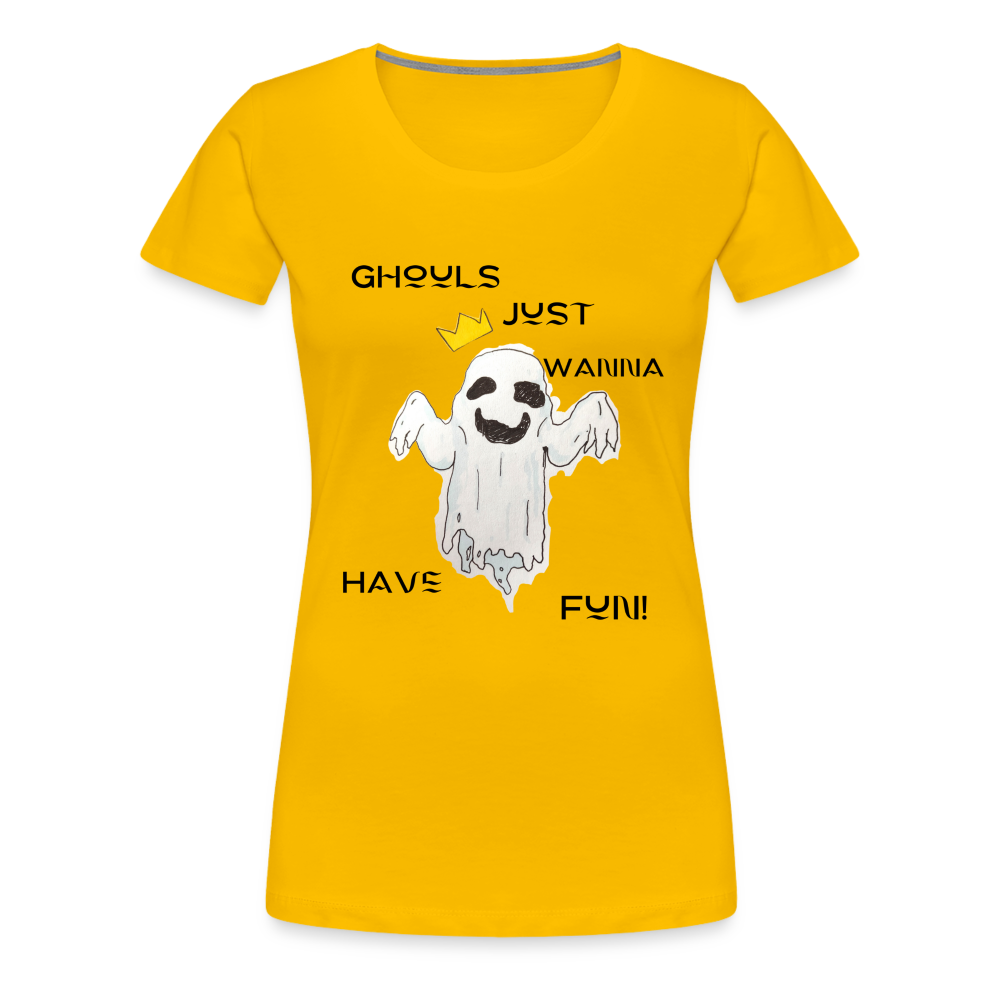 "Ghouls...Fun" Women's Premium T-Shirt - sun yellow