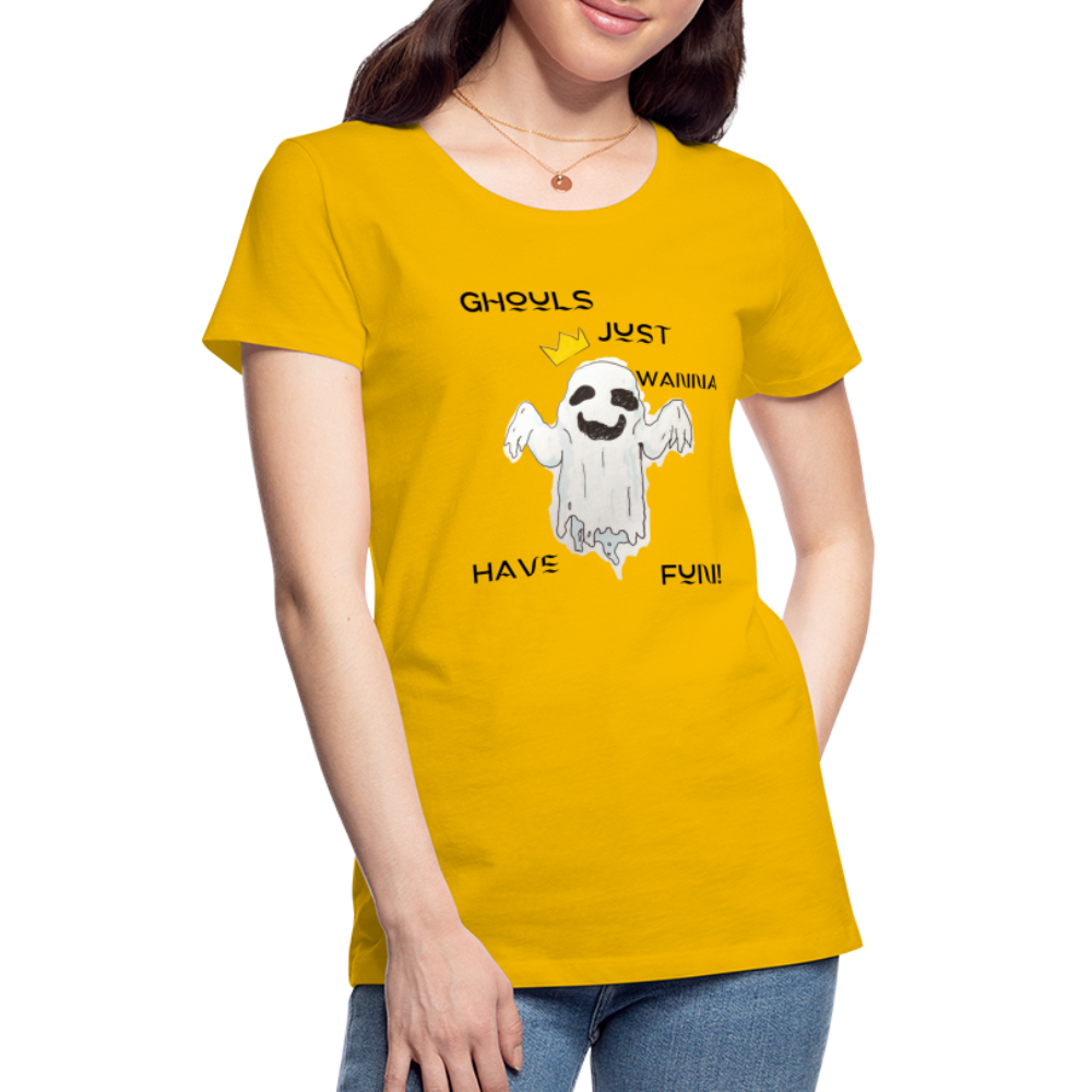 "Ghouls...Fun" Women's Premium T-Shirt - sun yellow