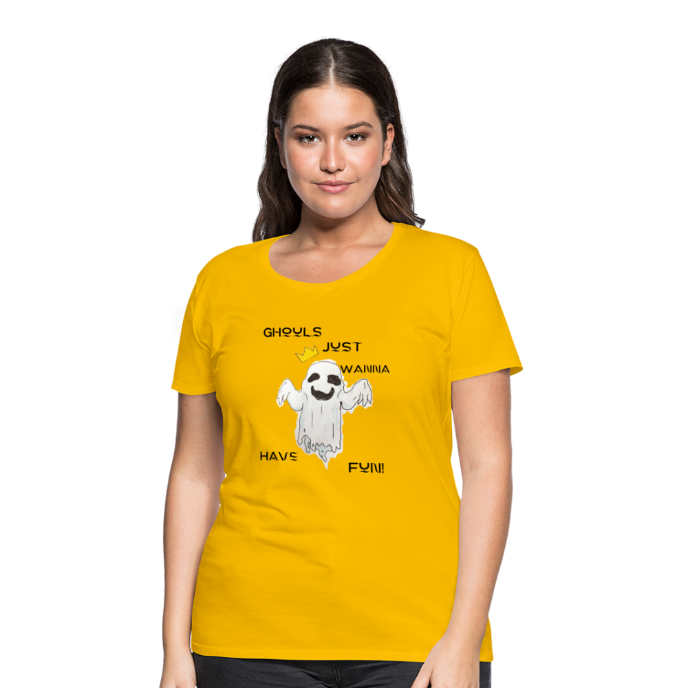 "Ghouls...Fun" Women's Premium T-Shirt - sun yellow